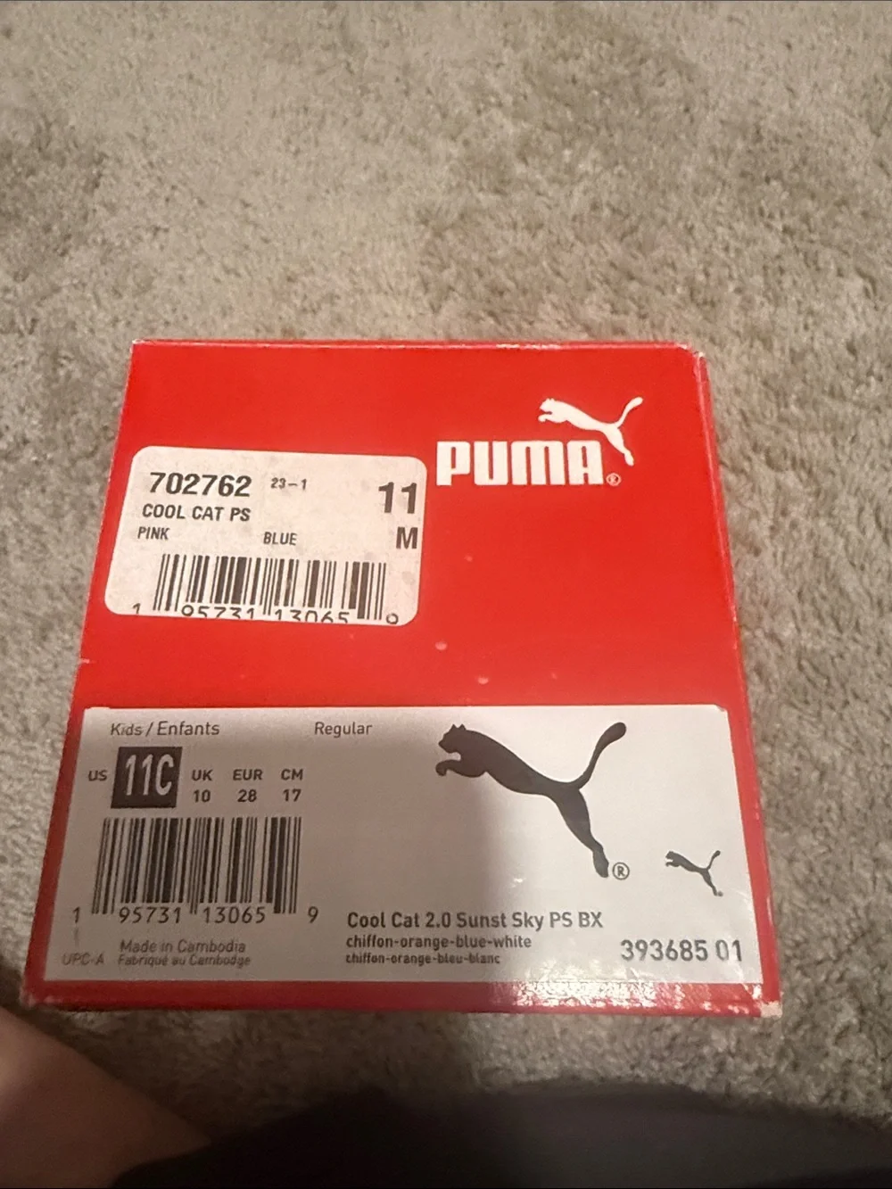 Puma Pink Slides with Red-to-Blue Gradient Straps